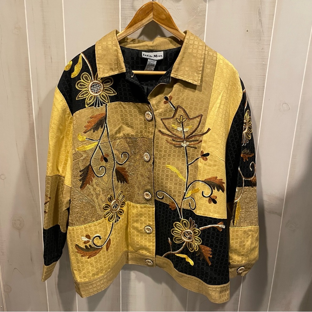 Cute Y2K celestial button mustard embroidered jac… - image 5